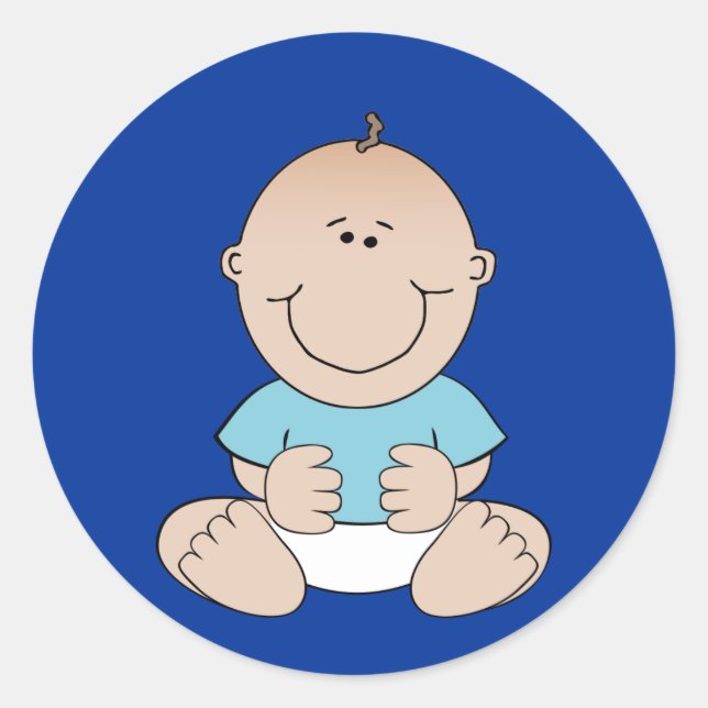 Rond Bébé garçon en Sticker Chemise Bleue (Devant)