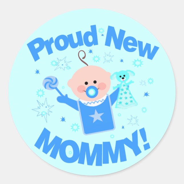 Rond Bébé garçon Fière Maman Sticker (Devant)