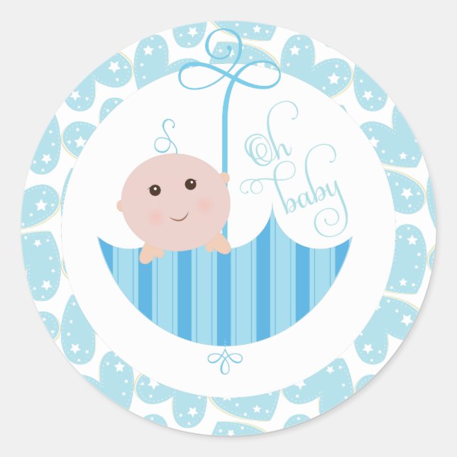 Rond Bébé Garçon Oh Baby Douche umberella Sticker (Devant)
