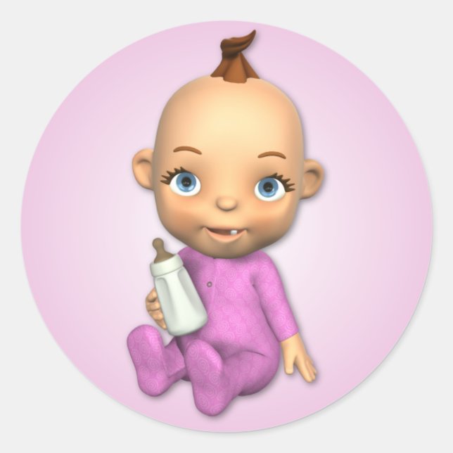 Rond Bébé Girl Toon Sticker (Devant)