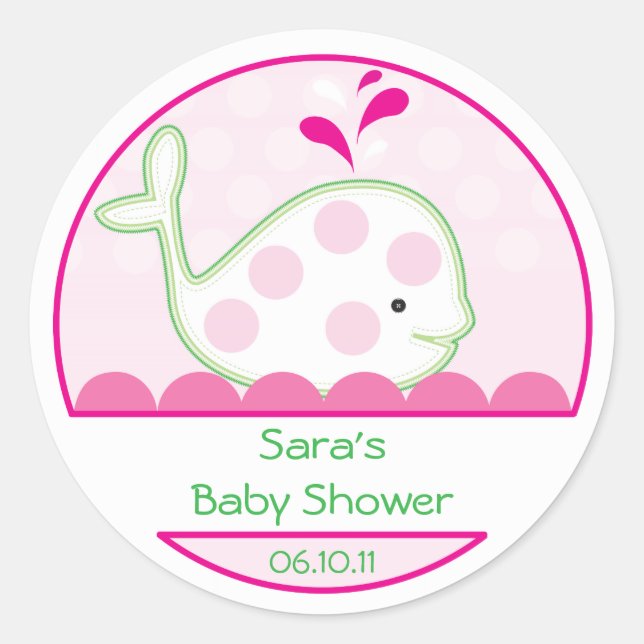 Rond Bébé Invitation ou Favoriser Sticker - Baby Girl W (Devant)