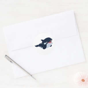 Rond Bébé joli caricature Sticker Orca