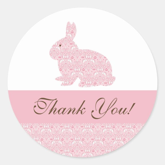 Rond Bébé lapin lapin Baby shower Sticker Merci (Devant)