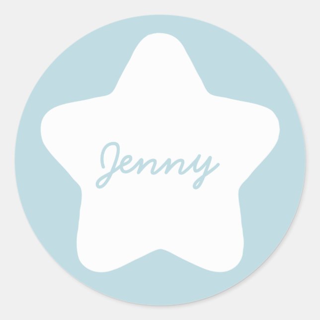 Rond Bébé mignon Blue Star Nom personnalisé Sticker (Devant)