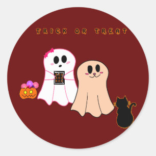 Rond Bébé mignon Fantômes Avec Sticker Chat Noir