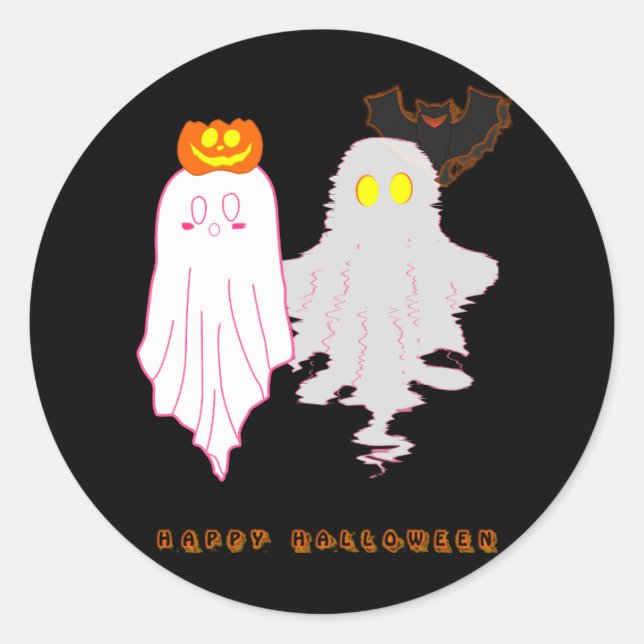 Rond Bébé mignon Fantômes Halloween Sticker (Devant)