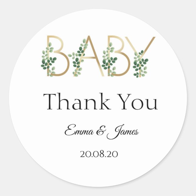 Rond Bébé mignon Slogan Baby shower Merci Sticker (Devant)