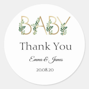 Rond Bébé mignon Slogan Baby shower Merci Sticker