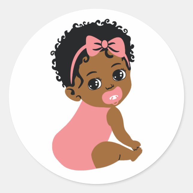 Rond Bébé mignonne noire fille en Sticker Romper (Devant)