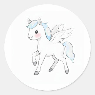 Rond Bébé mou Pegasus Aquarelle Imprimer Sticker