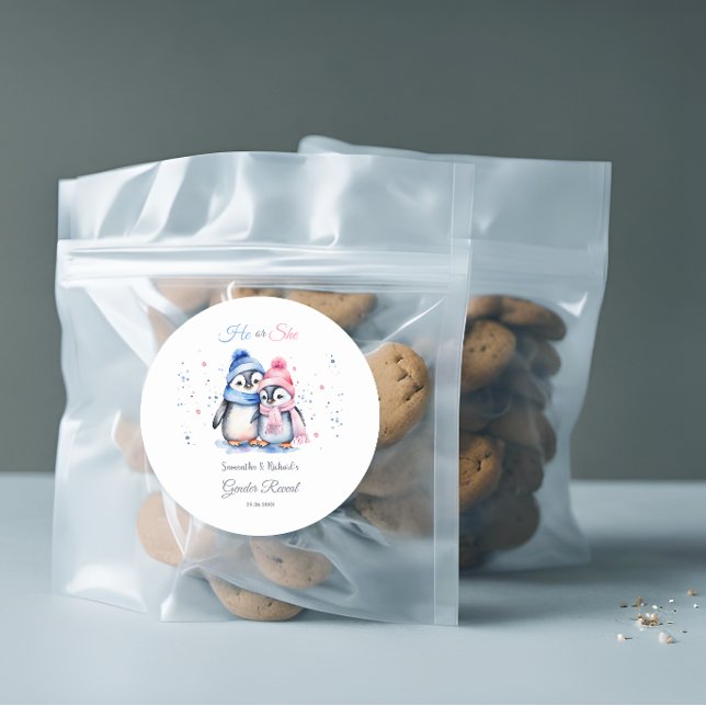 Rond Bébé Penguin Genre Révélation Merci Favor Sticker (Créateur téléchargé)