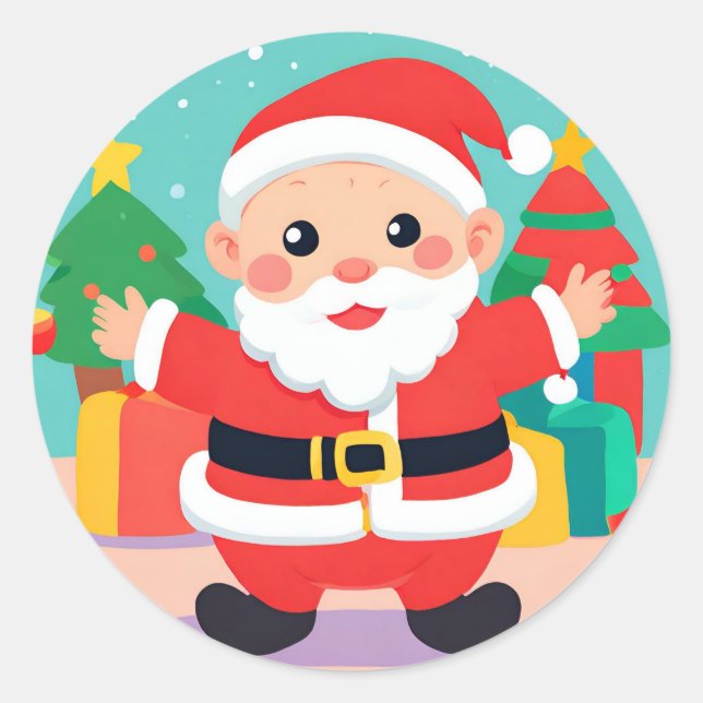 Rond Bébé Père Noël Jouer illustration Sticker (Devant)