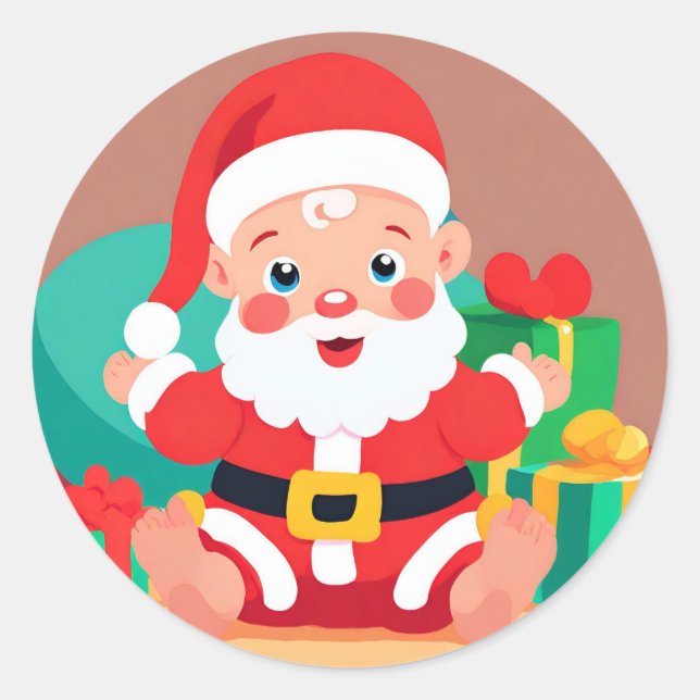 Rond Bébé Père Noël Jouer illustration Sticker (Devant)