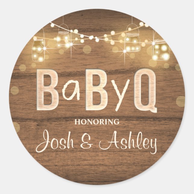 Rond Bébé Q Coed BBQ Baby shower Enveloppe Sticker (Devant)