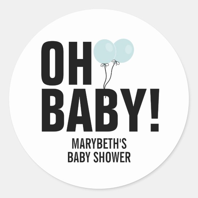 Rond Bébé Sticker Baby shower Bleu Simple (Devant)