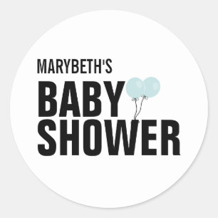 Rond Bébé Sticker Baby shower Bleu Simple