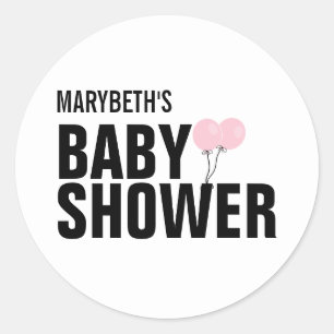Rond Bébé Sticker Baby shower simple rose