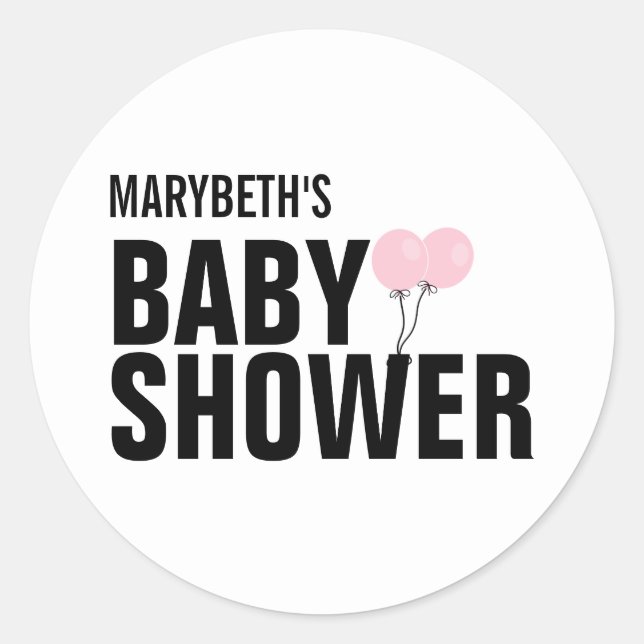 Rond Bébé Sticker Baby shower simple rose (Devant)