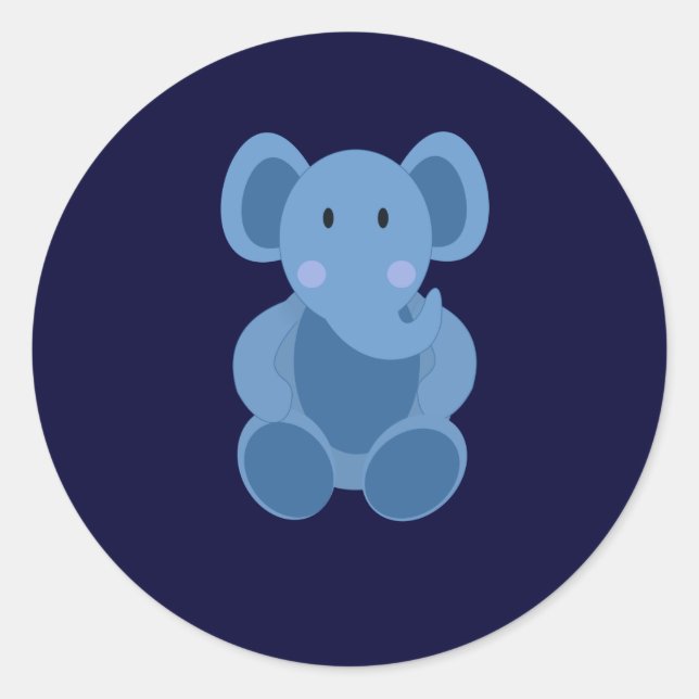 Rond Bébé : Sticker de jouet farci d'éléphant bleu (Devant)