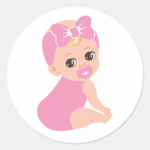 Rond Bébé Sticker fille avec Bow & Gold Lock