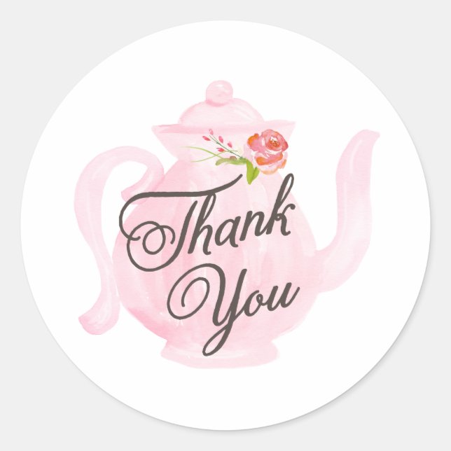 Rond Bébé Tea Party Merci rose Favor Sticker (Devant)