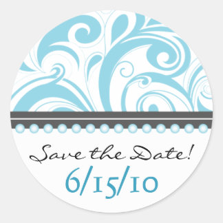 Rond Bébé tendance Blue Swirlies Save the Date Sticker