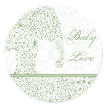 Bébé vert amour éléphant Sticker