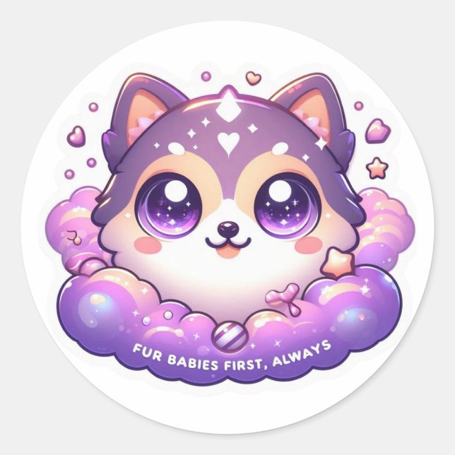Rond Bébés de fourrure d'abord, toujours mignon Sticker (Devant)