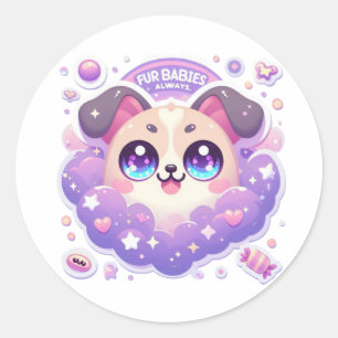Rond Bébés de fourrure toujours mignon Kawaii Sticker d
