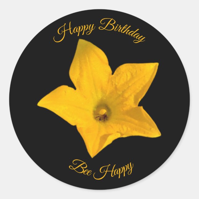 Rond Bee in Squash Blossom Happy Anniversaire Sticker (Devant)