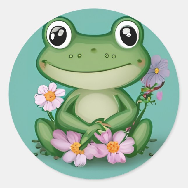 Rond Belle Froggy avec Sticker Fleurs Roses (Devant)
