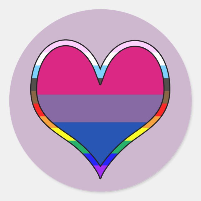 Rond Bi Pride Heart Classic Round Sticker (Devant)