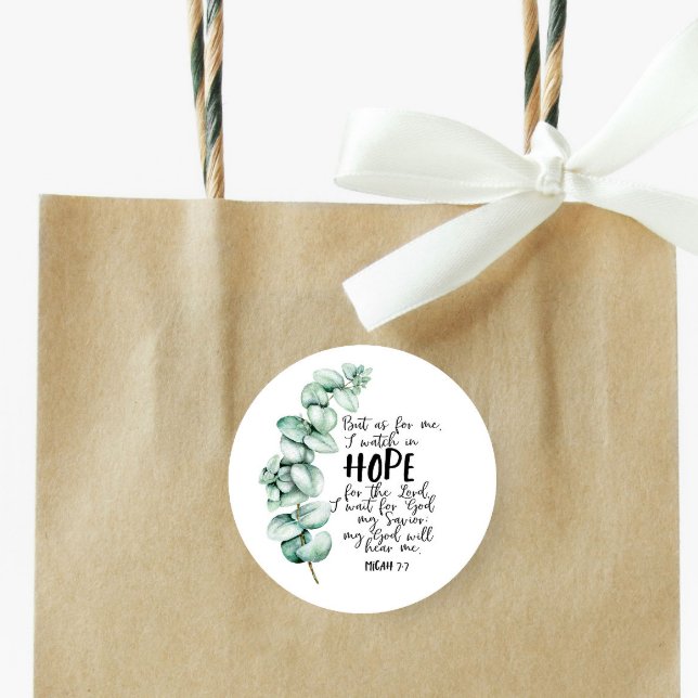 Rond Bible Verse Hope Eucalyptus Round Sticker (Créateur téléchargé)