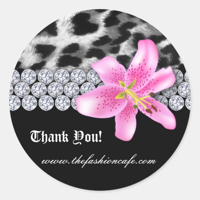 Rond Bijoux Leopard Sticker Lily Flower Merci (Devant)