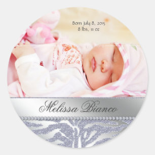 Rond Bijoux Zebra Baby Girl Sticker Silver