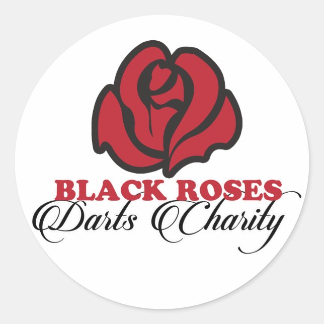 Rond Black Roses Darts Charity Sticker (Devant)