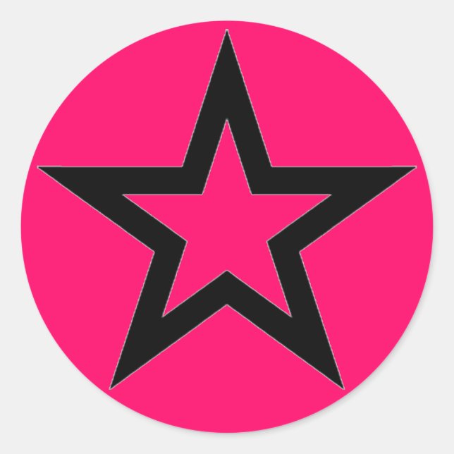 Rond Black Star on Pink - Sticker (Devant)