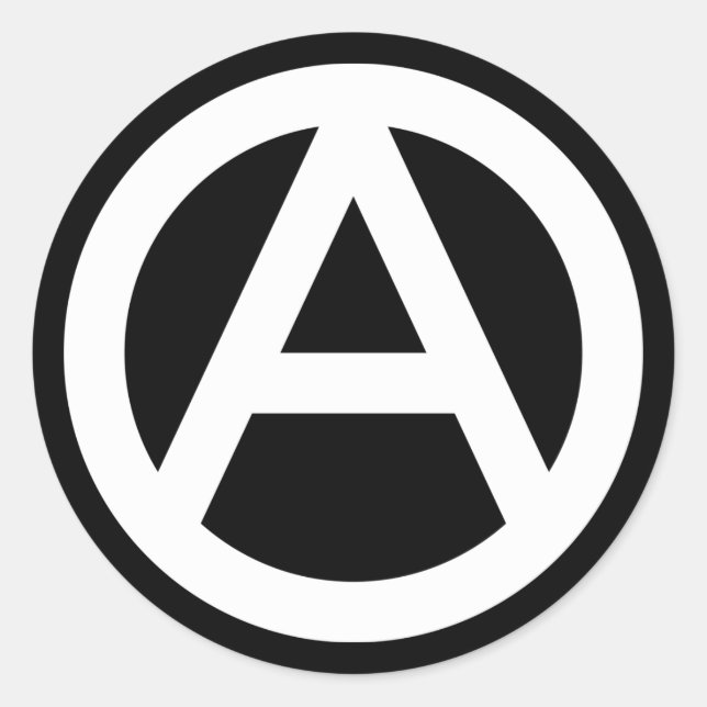 Rond BLANC Anarchie symbole Classic Round Sticker (Devant)