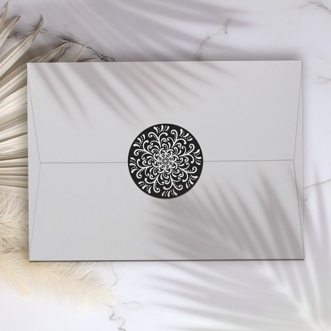Rond Blanc Whimsical sur Sticker Flourish Noir (Créateur téléchargé)