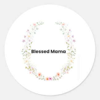Rond Blessed Mama Floral Inspirational Sticker