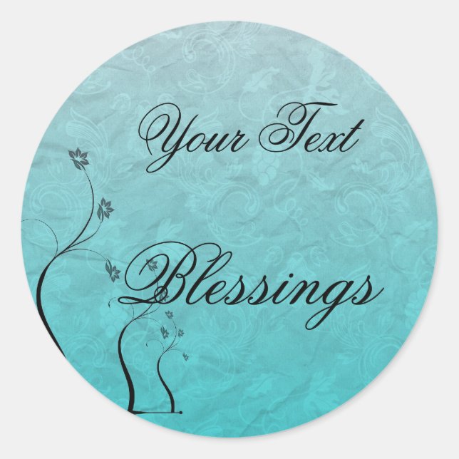 Rond Blessures de devis Sticker Turquoise floral (Devant)