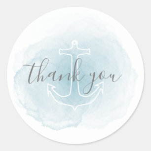 Rond Bleu Aquarelle Sticker Merci nautique