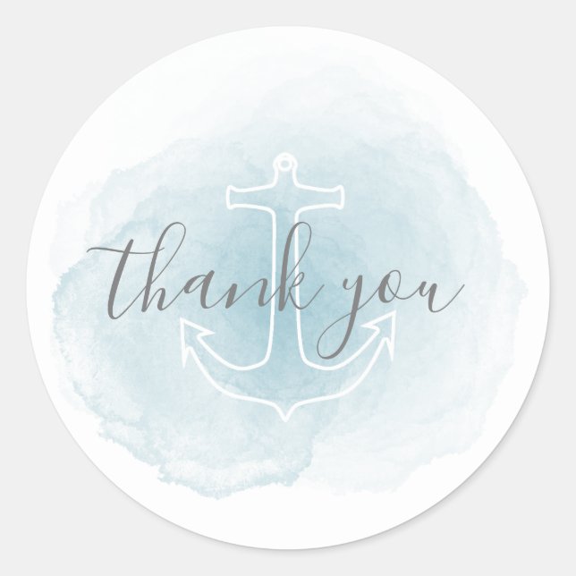 Rond Bleu Aquarelle Sticker Merci nautique (Devant)