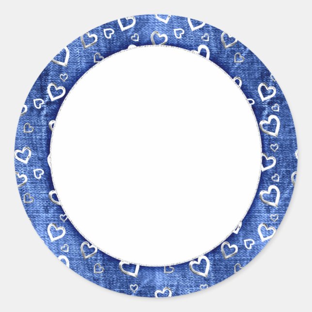 Rond Bleu avec Sticker Monogram Coeur Argent (Devant)