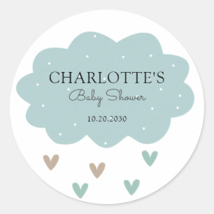 Rond Bleu Baby shower Pluie Cloud Sticker