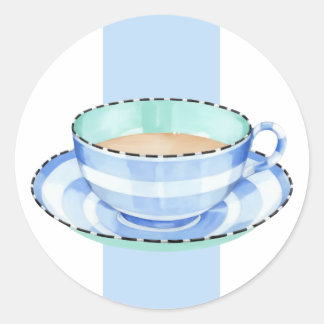 Rond Bleu blanc Teacup blanc Sticker bleu
