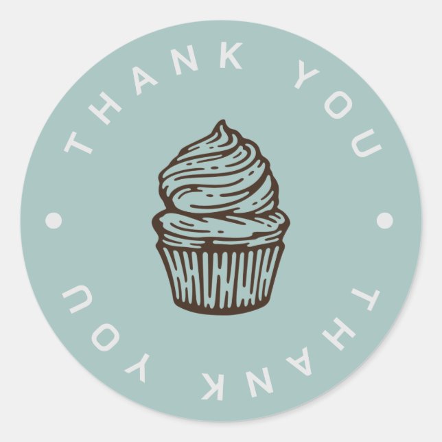 Rond Bleu Cupcake Logo Boulangerie Merci Sticker (Devant)