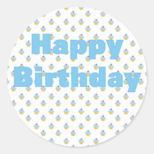 Rond Bleu Cupcake Sticker d'anniversaire