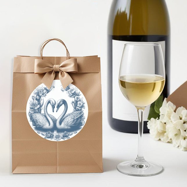 Rond Bleu Dusty Swan Wedding Favor Sticker (Favor Sticker)