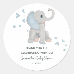 Rond Bleu Eléphant Baby shower Favoriser Sticker